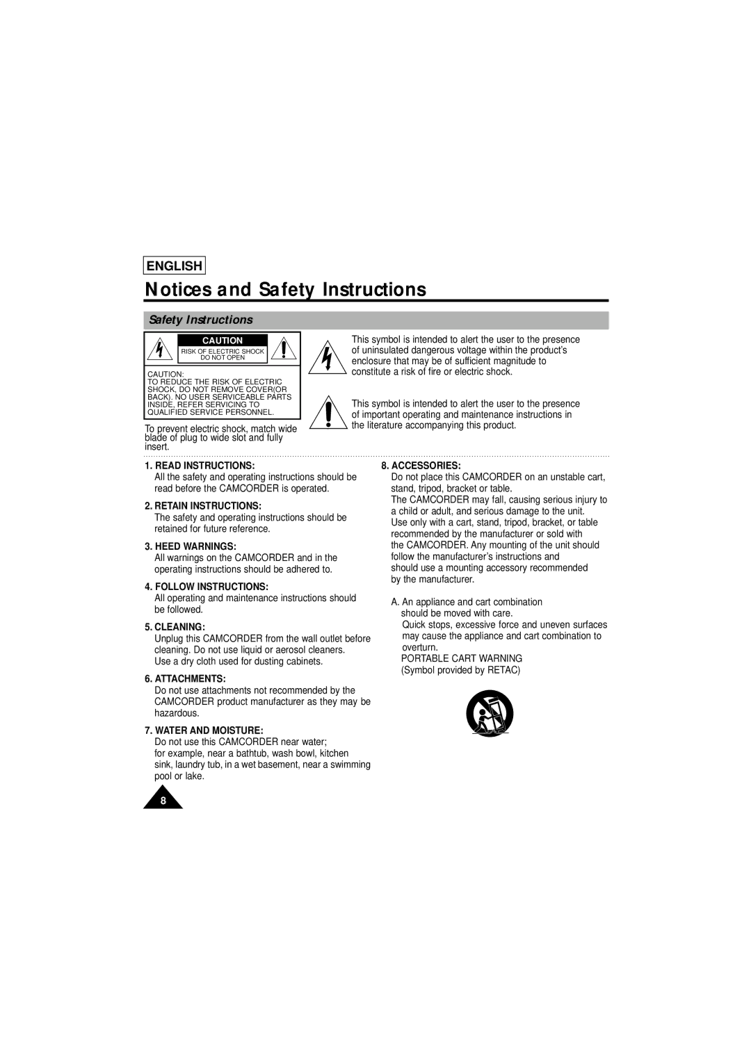 Samsung SCL610 manual Safety Instructions 