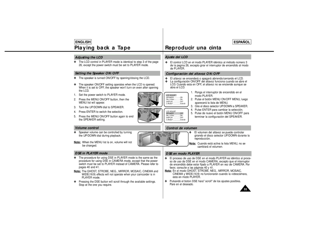 Samsung SCL650, SCL630 manual Playing back a Tape 