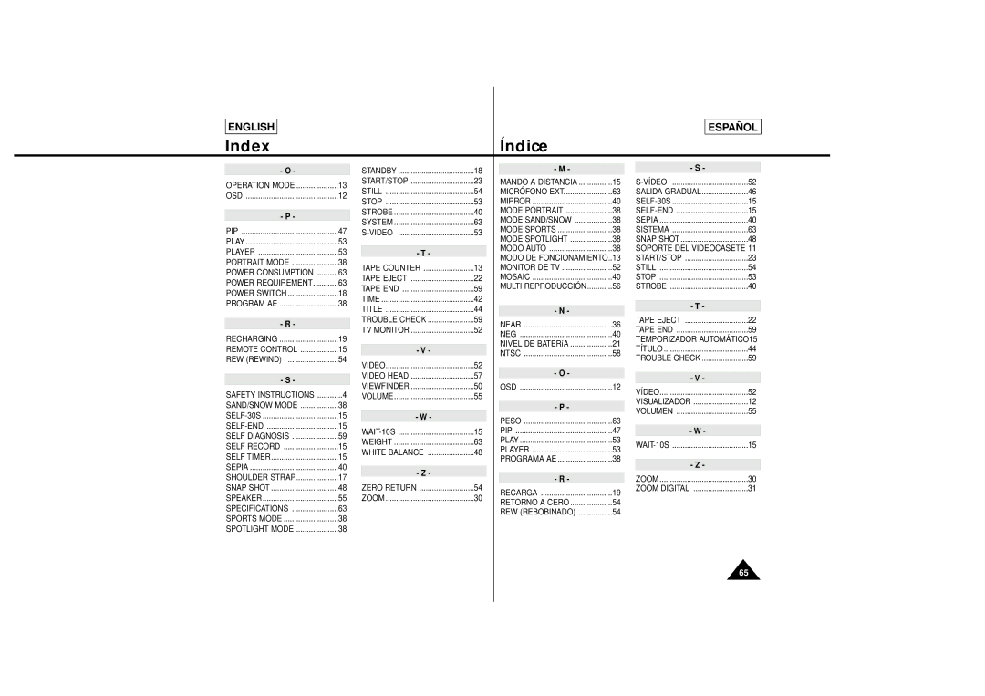 Samsung SCL650, SCL630 manual Index 