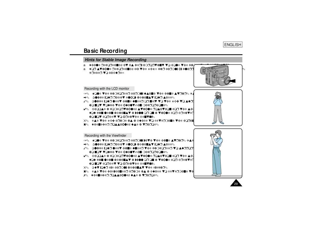 Samsung SCL770, SCL750 Hints for Stable Image Recording, Recording with the LCD monitor, Recording with the Viewfinder 