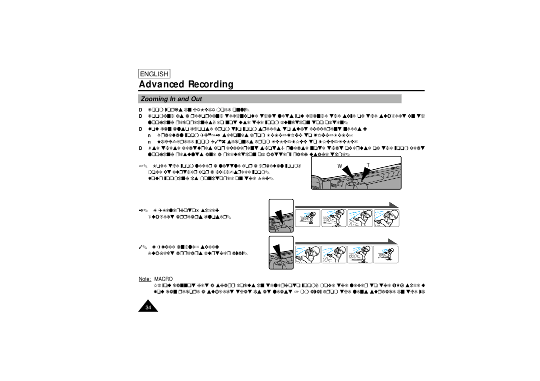 Samsung SCL710, SCL750, SCL770 manual Advanced Recording, Zooming In and Out, Move the zoom lever a little for a gradual zoom 