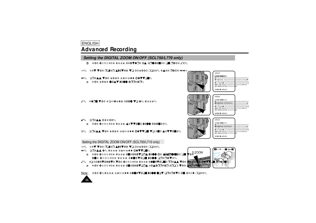 Samsung SCL770 manual Setting the Digital Zoom ON/OFF SCL750/L770 only, Setting the Digital Zoom ON/OFF SCL700/L710 only 