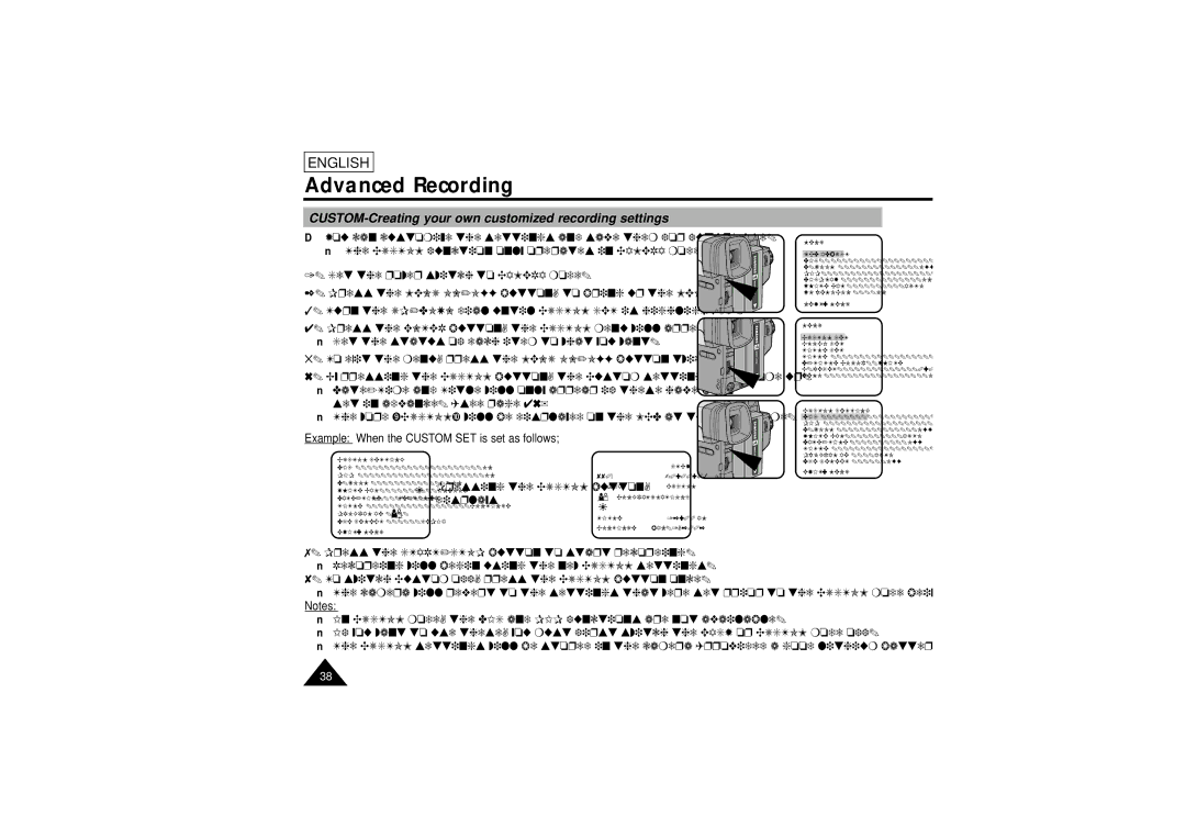 Samsung SCL710 manual CUSTOM-Creating your own customized recording settings, Example When the Custom SET is set as follows 