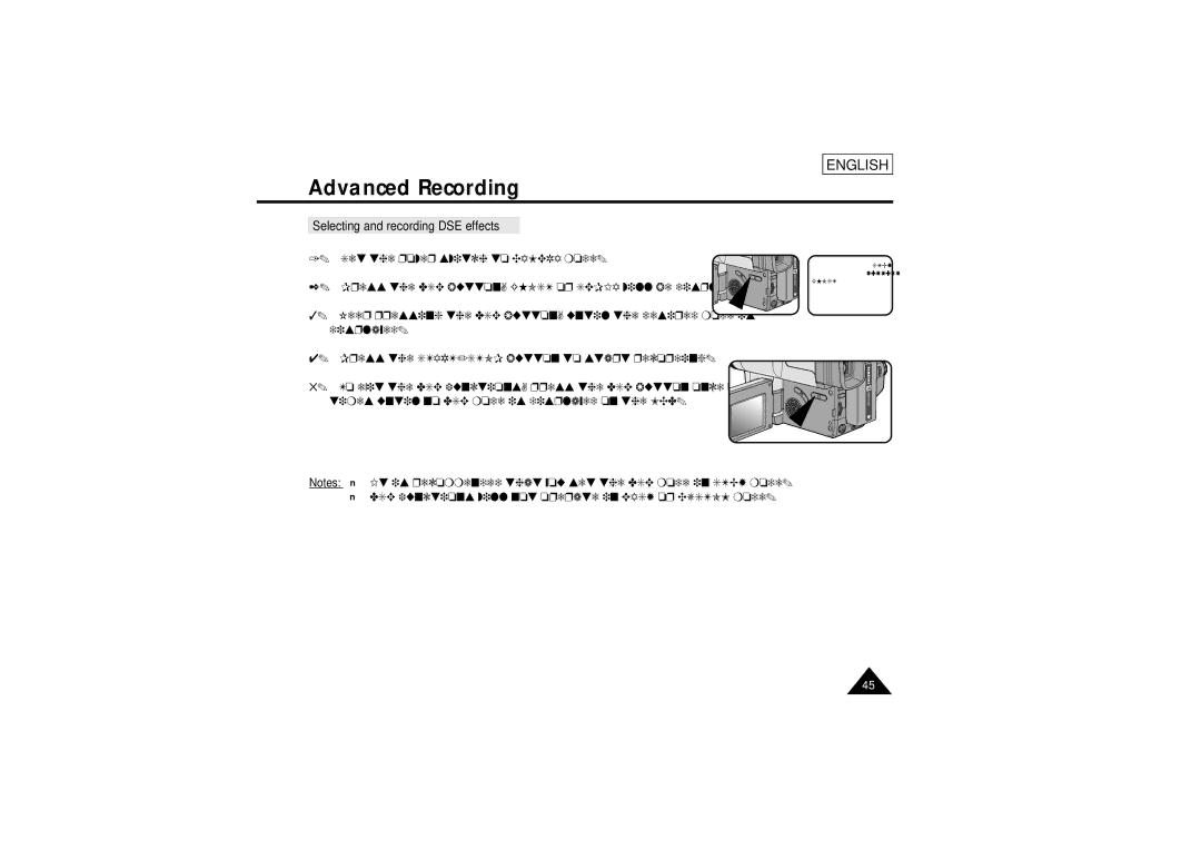 Samsung SCL770, SCL750, SCL710, SCL700 manual Selecting and recording DSE effects 