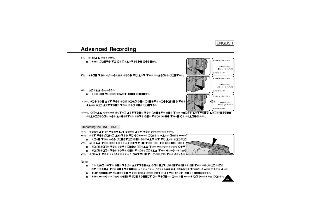 Samsung SCL700, SCL750, SCL770, SCL710 manual Recording the DATE/TIME 