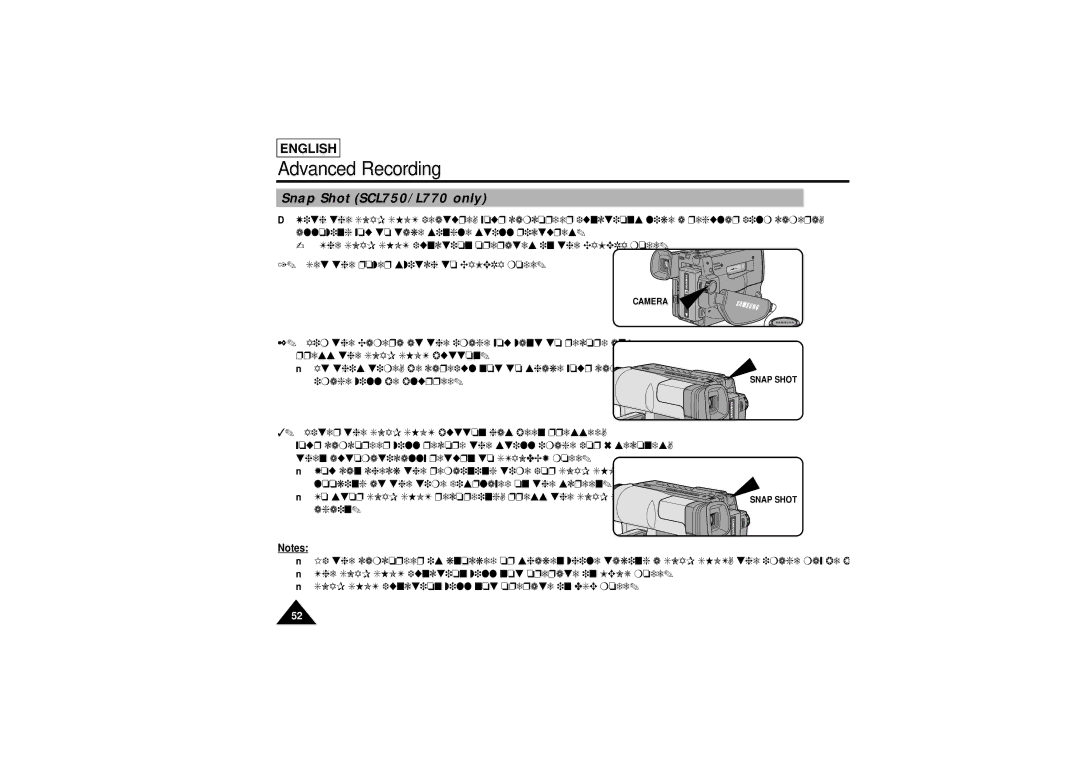 Samsung SCL770, SCL710, SCL700 manual Snap Shot SCL750/L770 only 