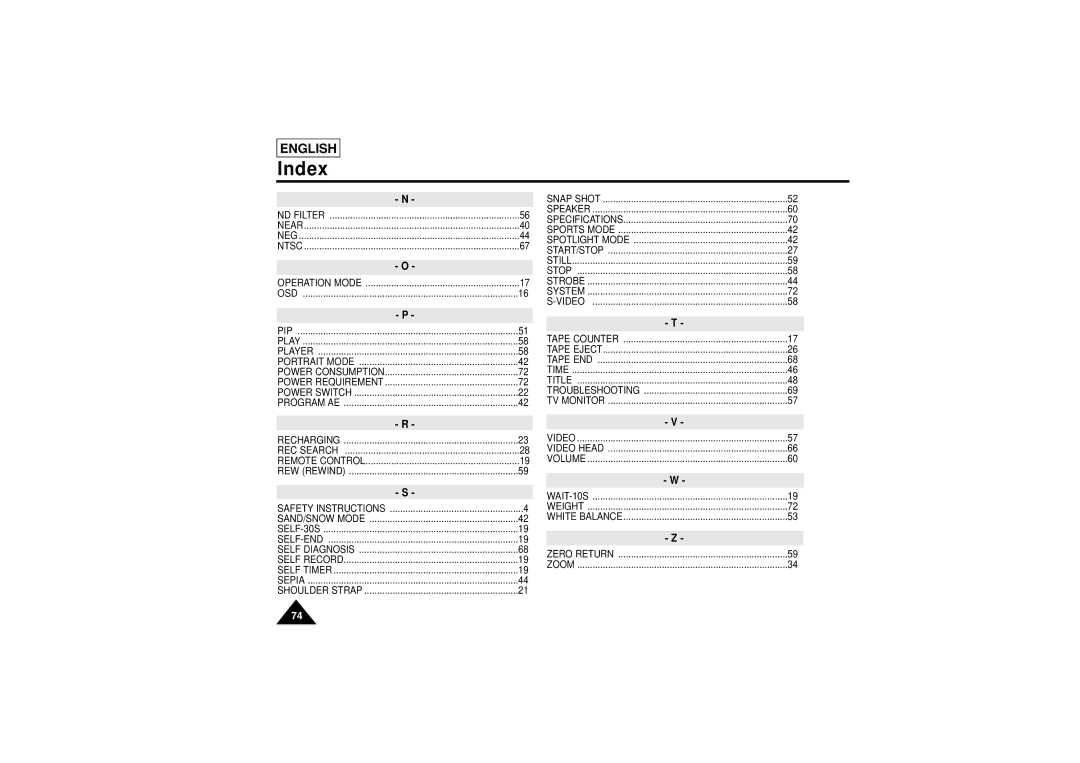 Samsung SCL710, SCL750, SCL770, SCL700 manual Index 