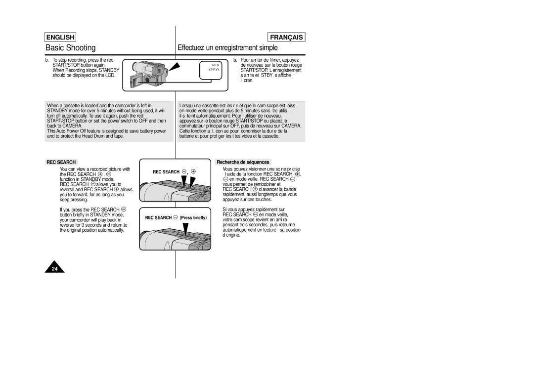 Samsung SCL805 manual REC Search, Recherche de séquences 