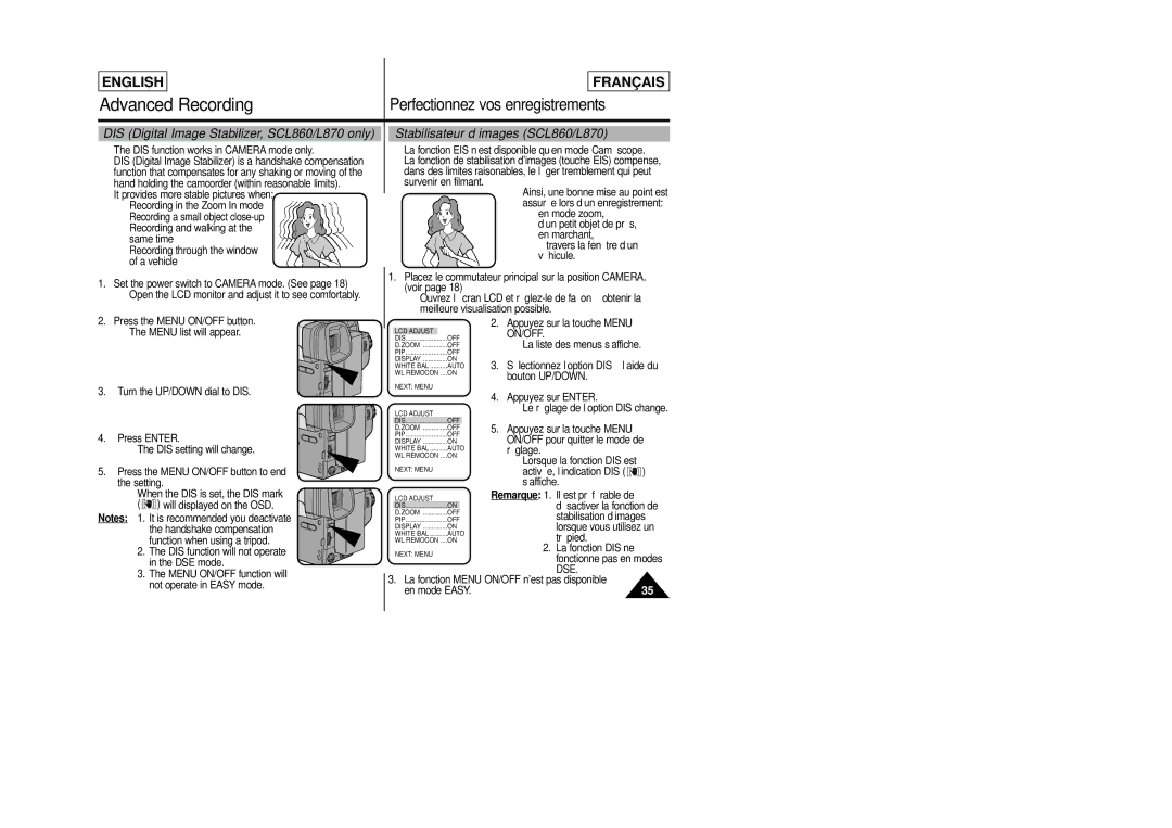 Samsung SCL805 manual On/Off, Dse 