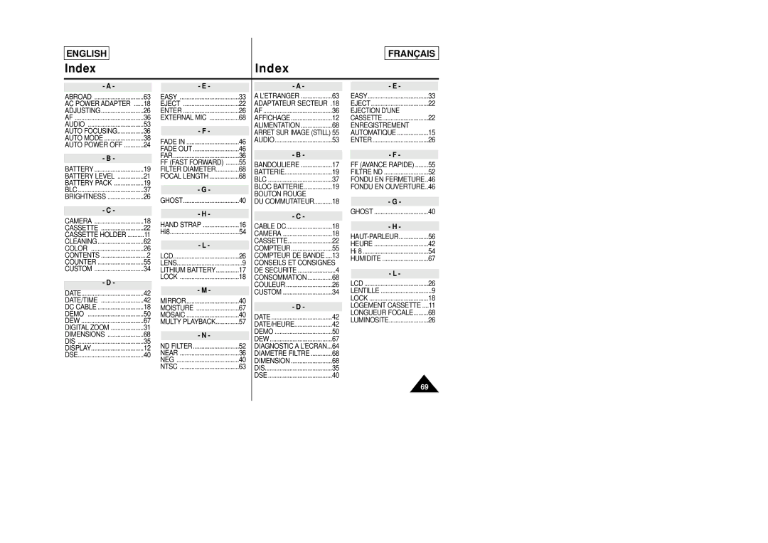 Samsung SCL805 manual Bouton Rouge, Enregistrement 