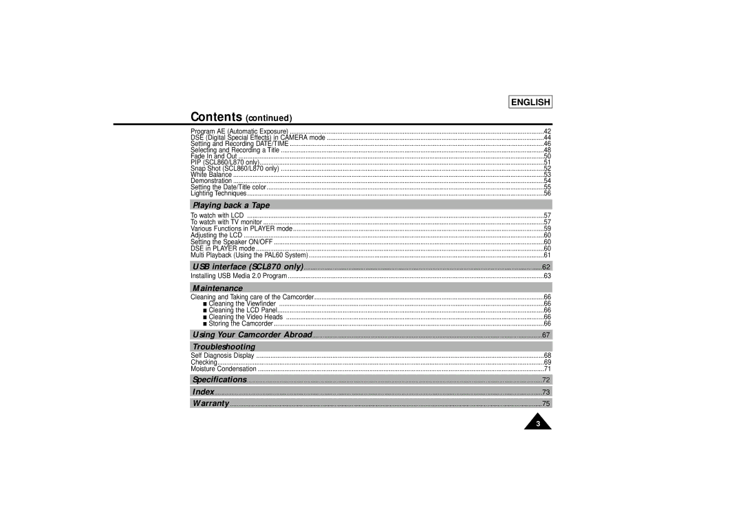 Samsung SCL810 manual Playing back a Tape, Maintenance, Troubleshooting 