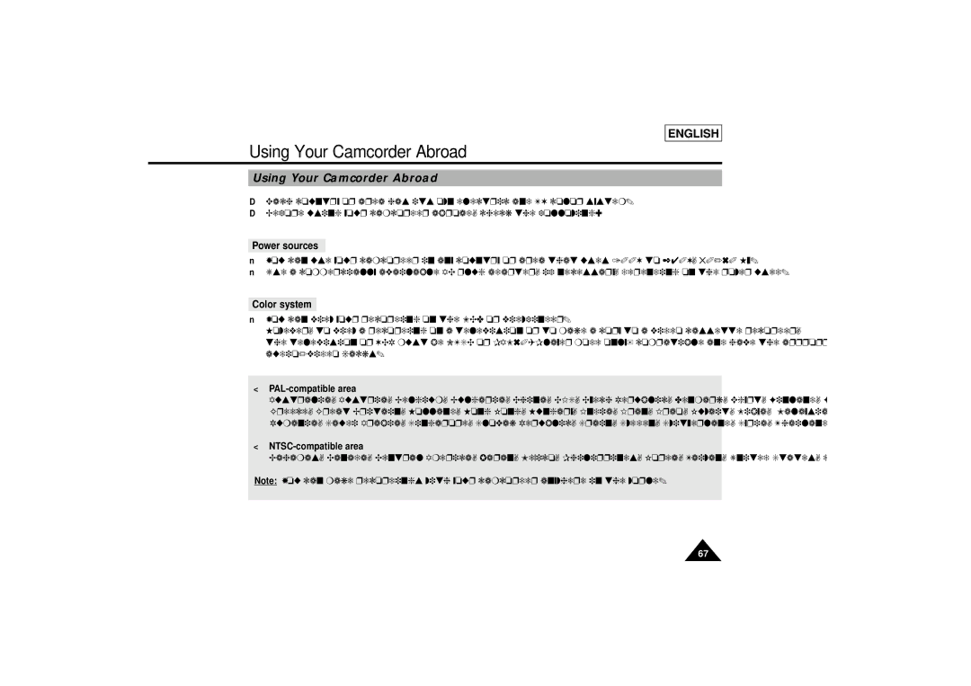 Samsung SCL810 manual Using Your Camcorder Abroad, Power sources, Color system 