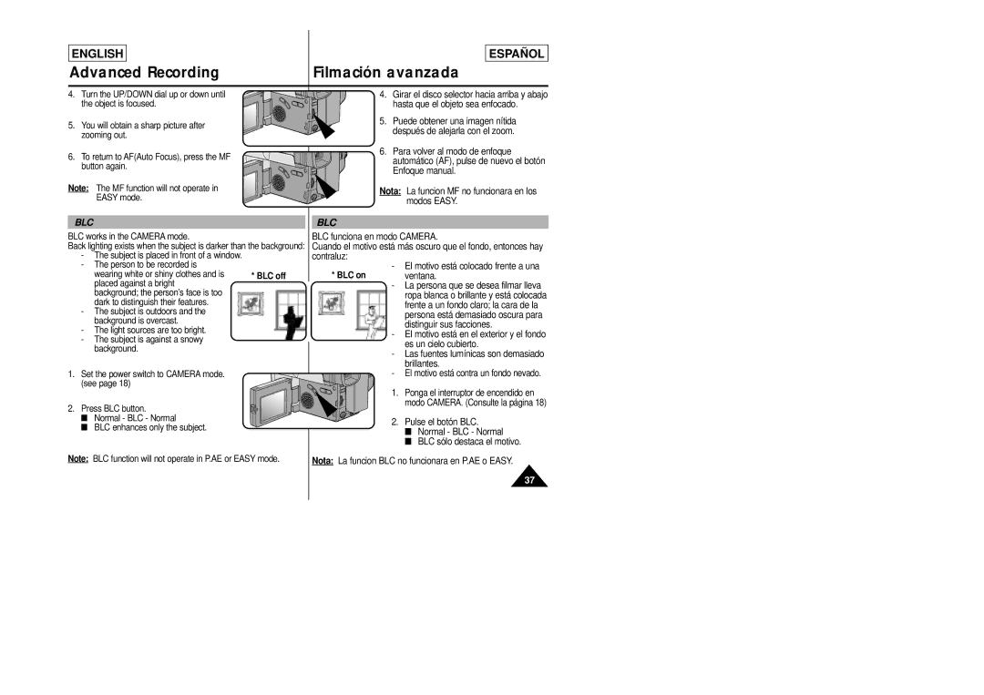 Samsung SCL870, SCL860 manual BLC on 