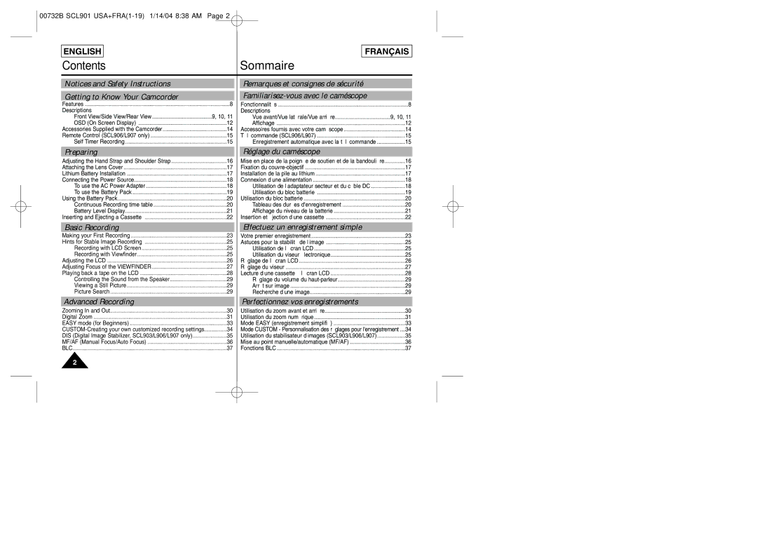 Samsung SCL903 manual Preparing Réglage du caméscope, Basic Recording Effectuez un enregistrement simple 