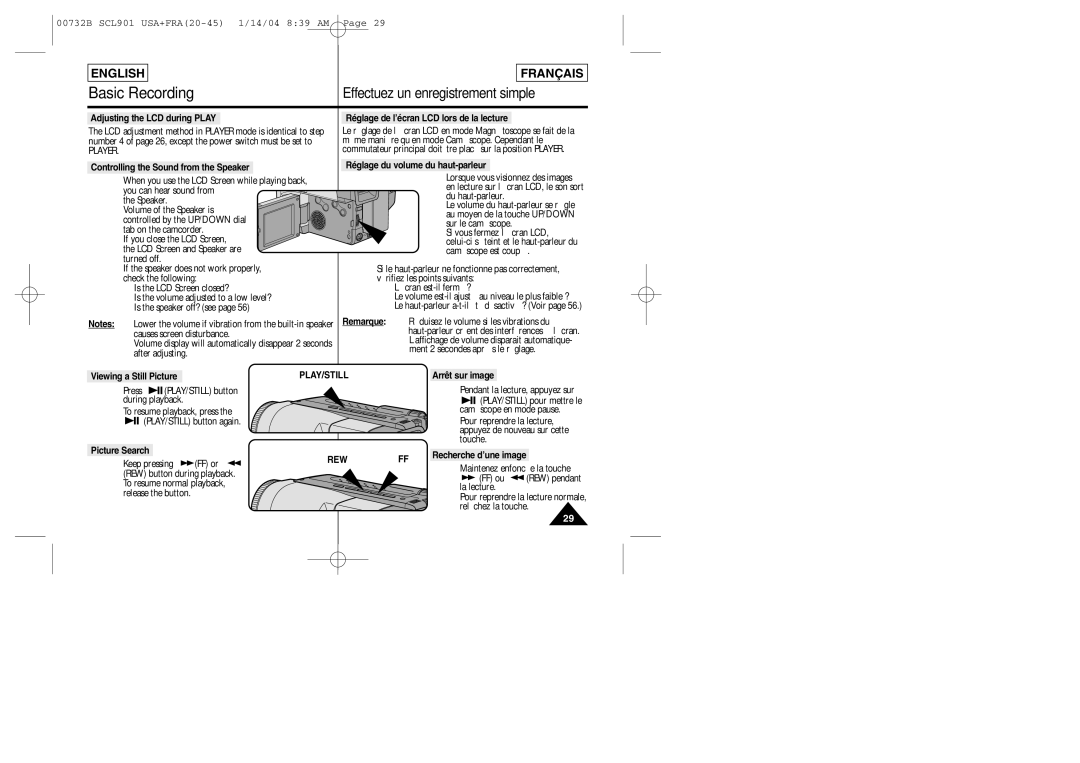 Samsung SCL903 manual Play/Still, Rew 