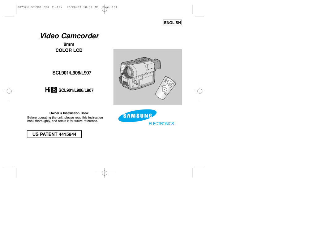 Samsung SCL906, SCL907, SCL901 manual Video Camcorder 