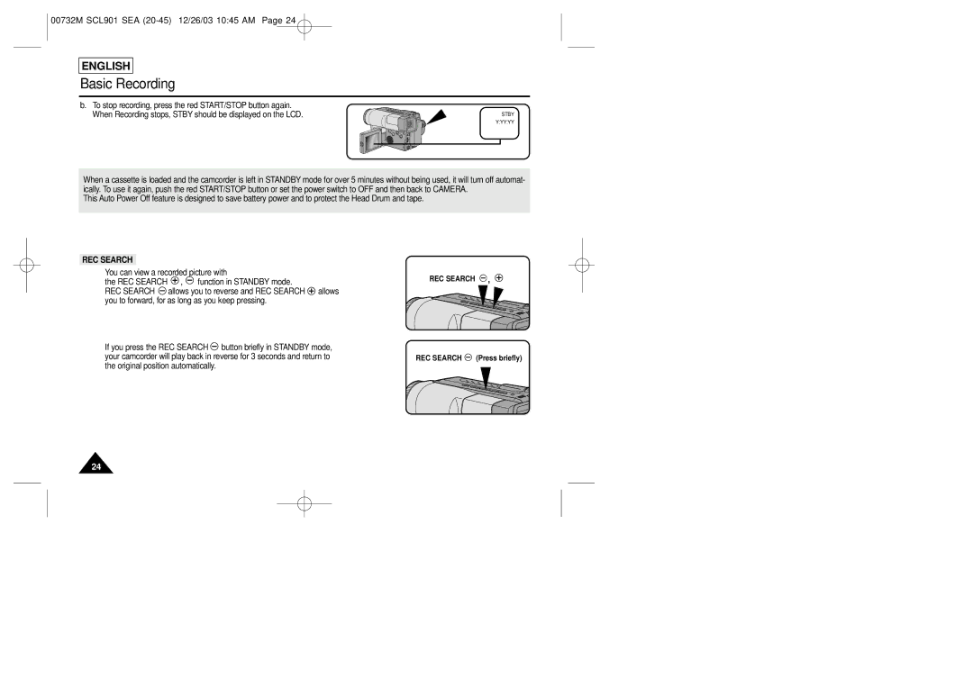 Samsung SCL906, SCL907, SCL901 manual REC Search 