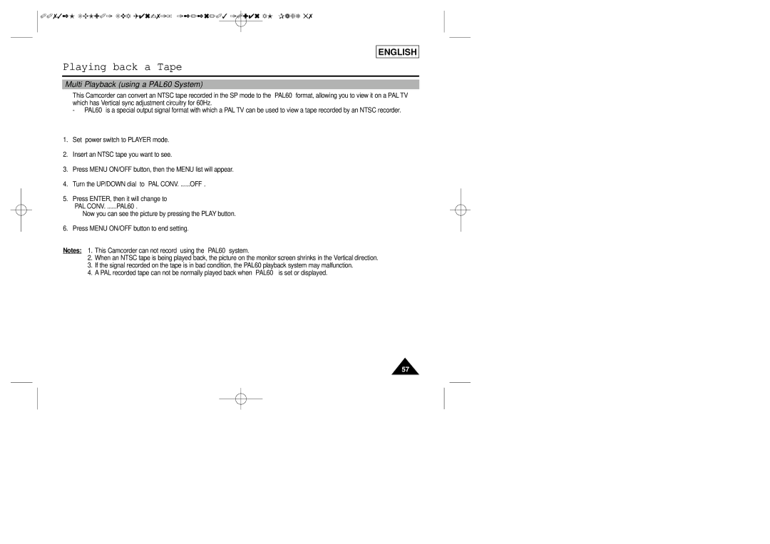 Samsung SCL906, SCL907, SCL901 manual Multi Playback using a PAL60 System 