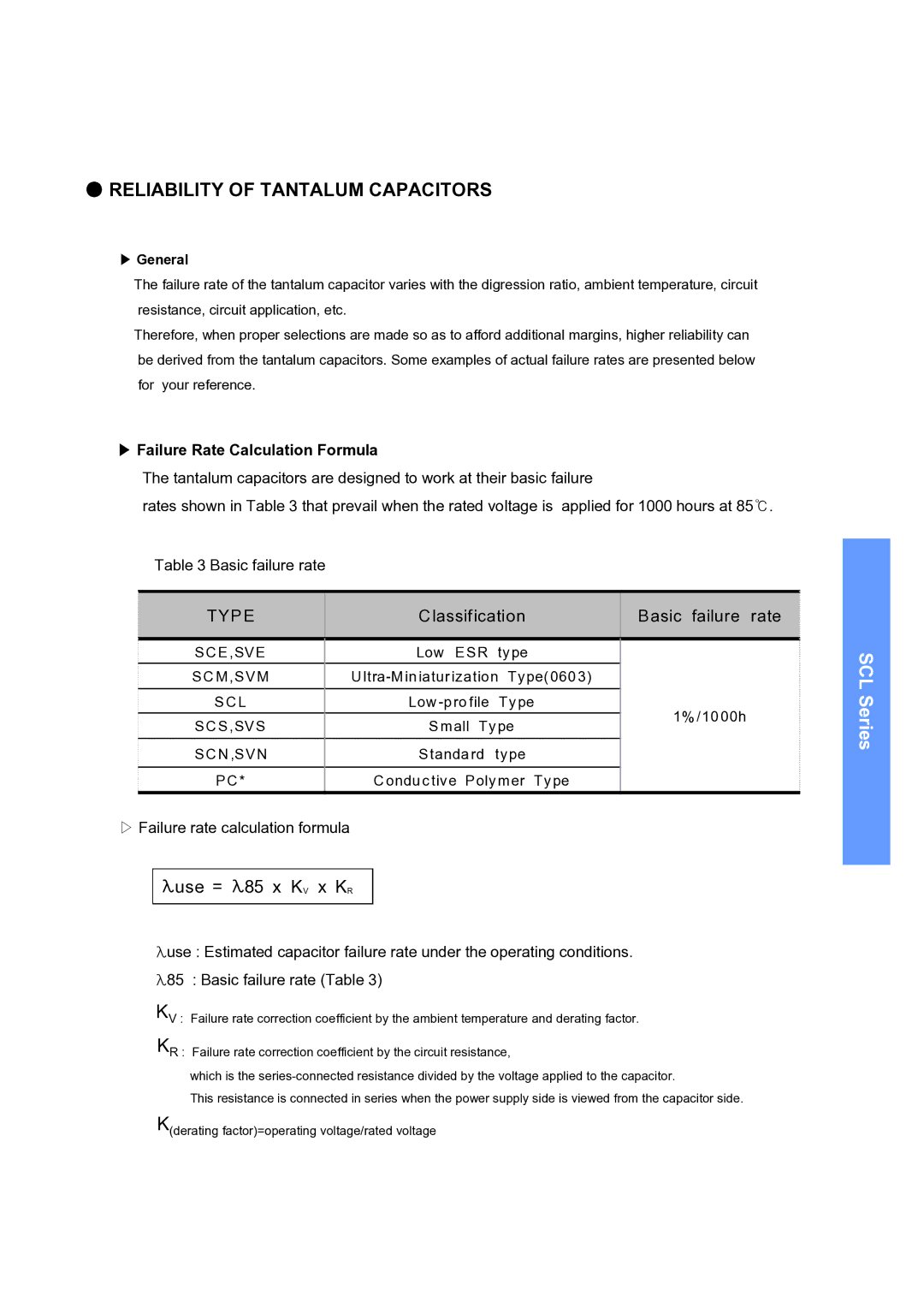 Samsung SCLSeries Reliability of Tantalum Capacitors, Failure Rate Calculation Formula, ▷ Failure rate calculation formula 