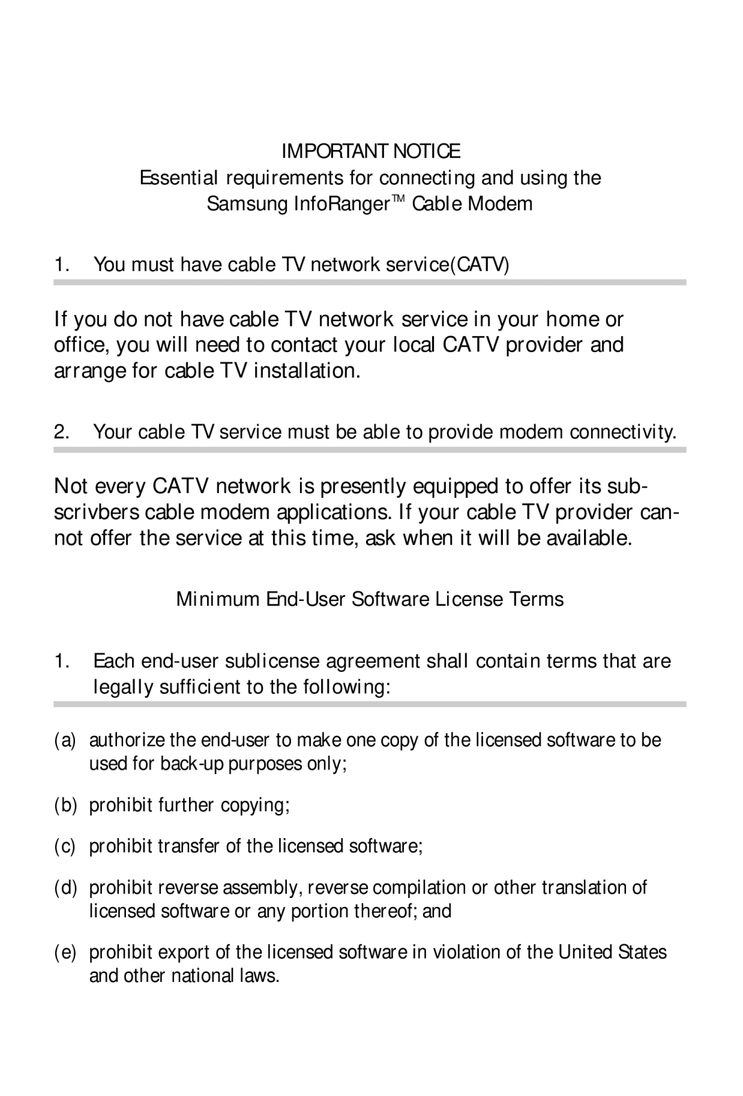 Samsung SCM-100R user manual Important Notice 