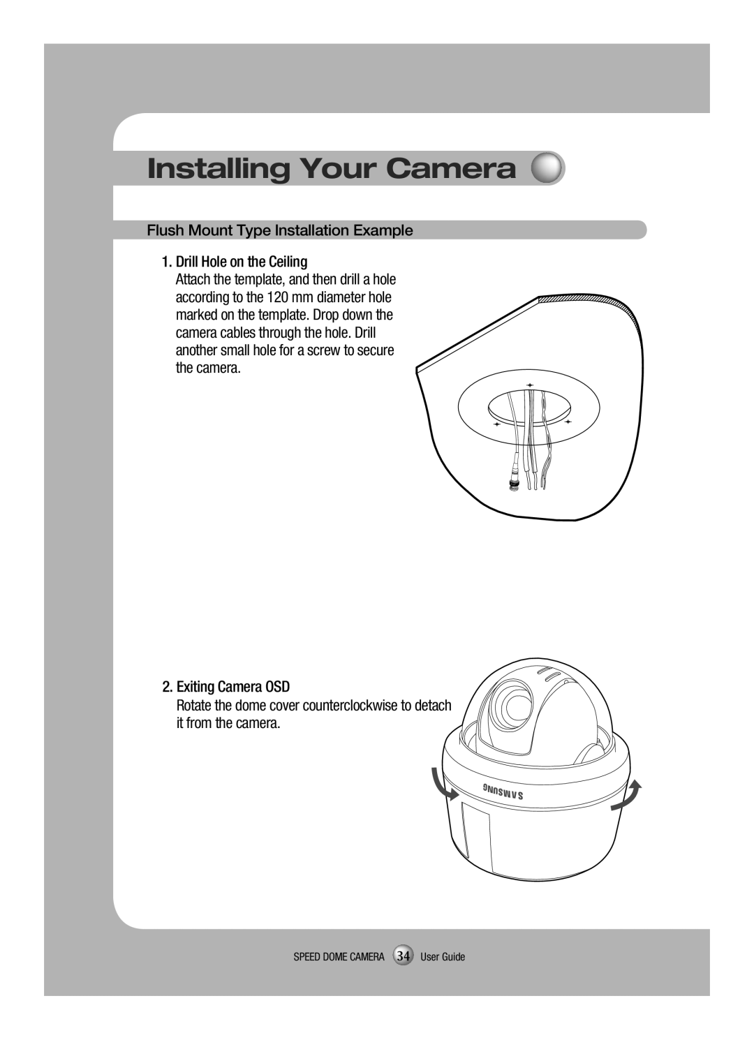 Samsung SCP-3120VH manual Speed Dome Camera 34 User Guide 