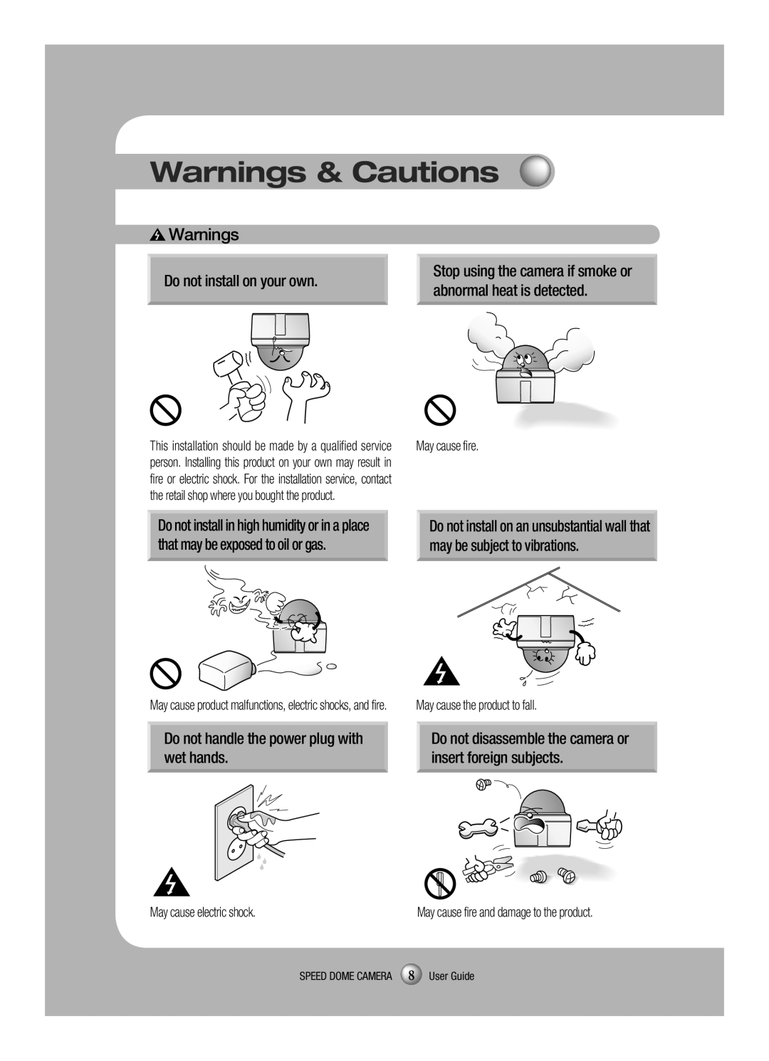 Samsung SCP-3120VH manual Do not install on your own, Do not handle the power plug with wet hands 