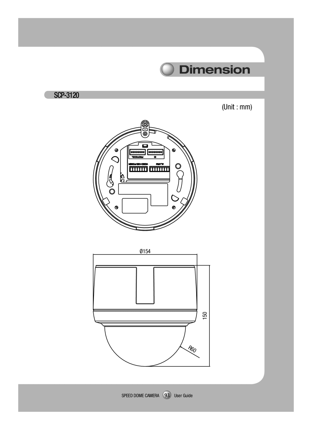 Samsung SCP-3120VH manual Dimension 