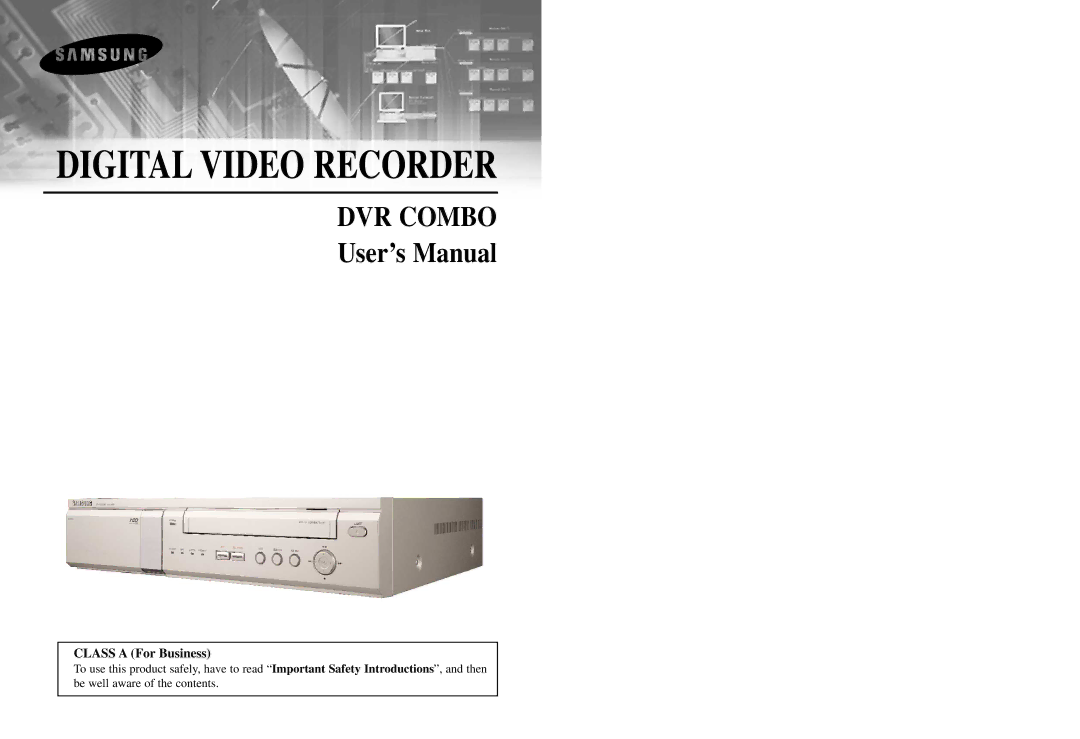 Samsung SCR-3000P manual Digitalervideo Recorder 