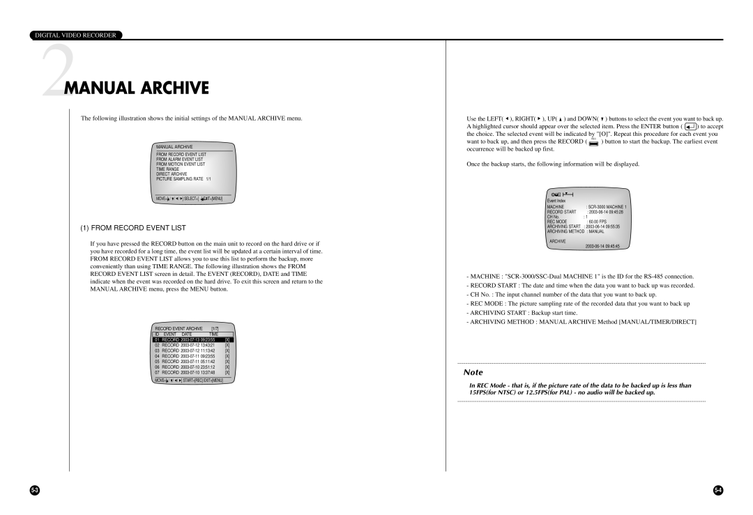 Samsung SCR-3000P user manual 2MANUAL Archive, From Record Event List 