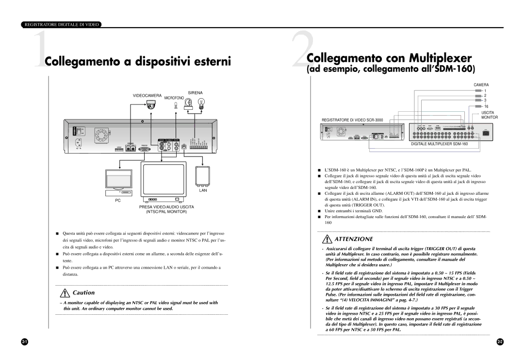 Samsung SCR-3000P manual Segnale video dell’SDM-160, Di questa unità Trigger OUT, Unire entrambi i terminali GND 