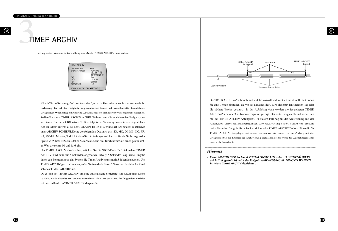 Samsung SCR-3000P manual 3TIMER Archiv 