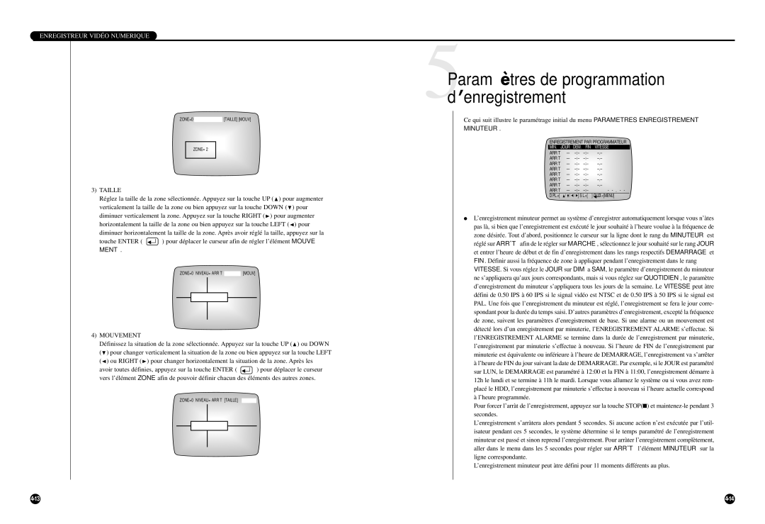 Samsung SCR-3000P manual Taille, Mouvement 