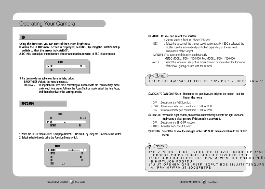 Samsung SCV-2080R manual Lens, Exposure 