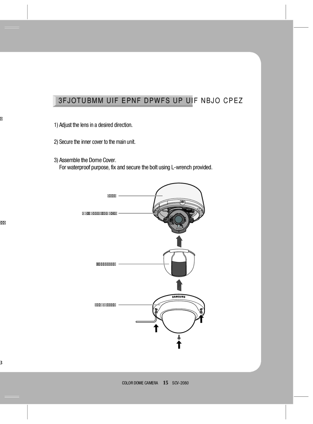 Samsung SCV-2080X, SCV-2080N, SCV-2080P user manual 3FJOTUBMMUIFEPNFDPWFSUPUIFNBJOCPEZ 