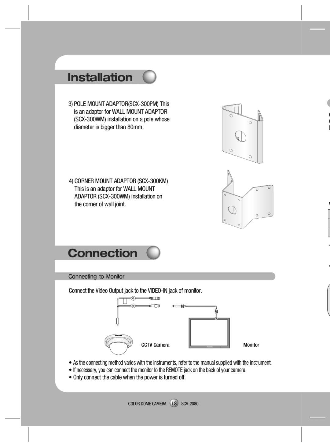 Samsung SCV-2080P, SCV-2080X, SCV-2080N user manual Connection, $PoofdujohUp.Pojups 