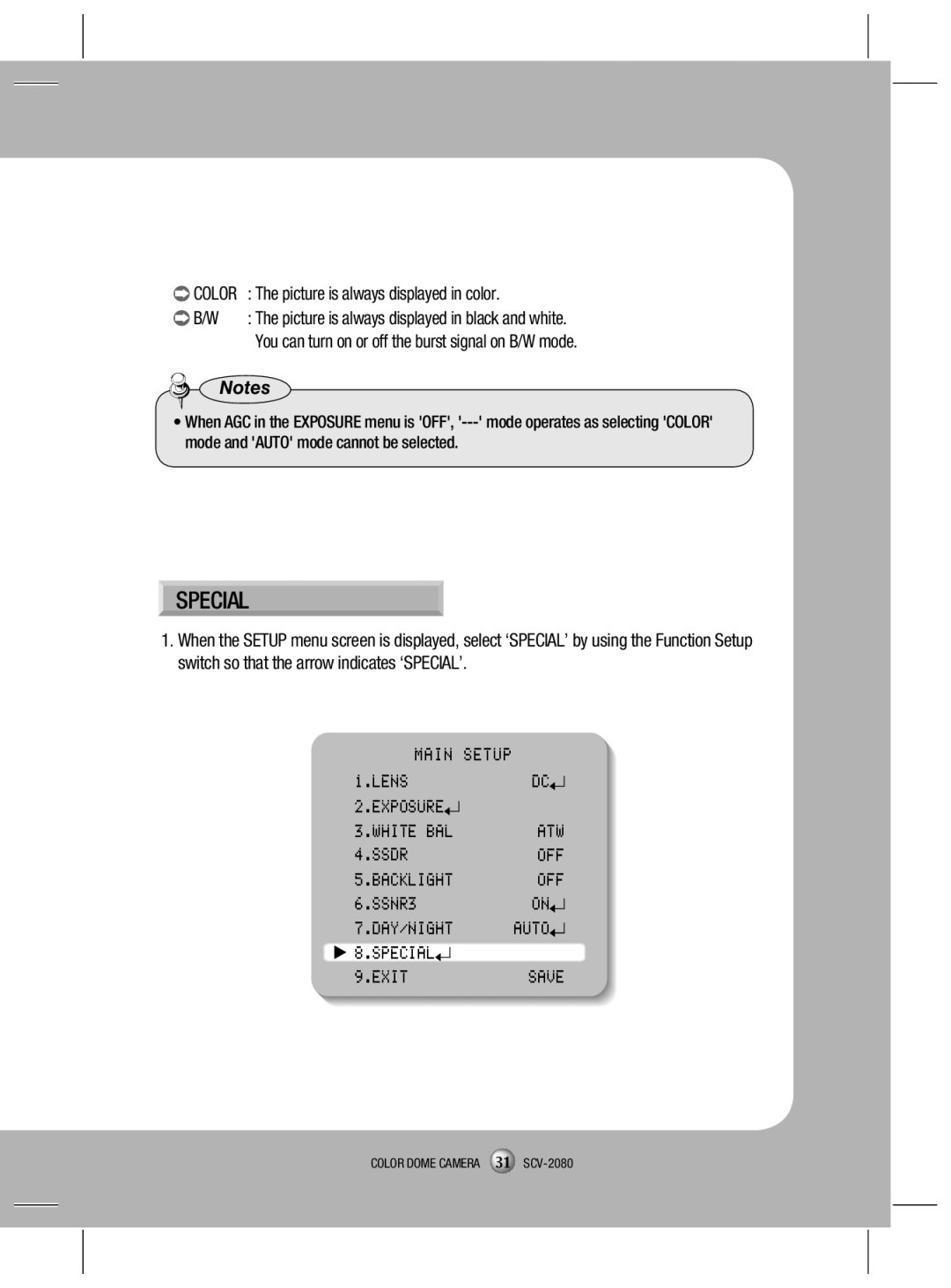 Samsung SCV-2080X, SCV-2080N, SCV-2080P user manual Special Exit Save 