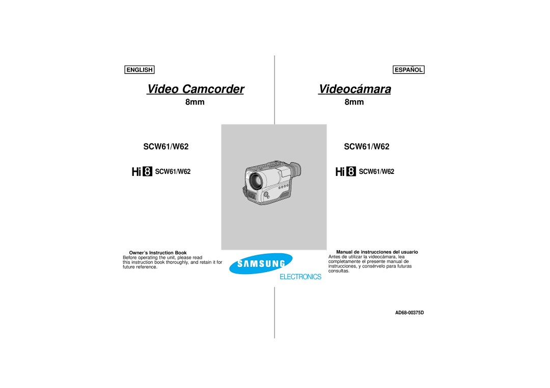 Samsung SCW62, SCW61 manual Videocámara, AD68-00375D 