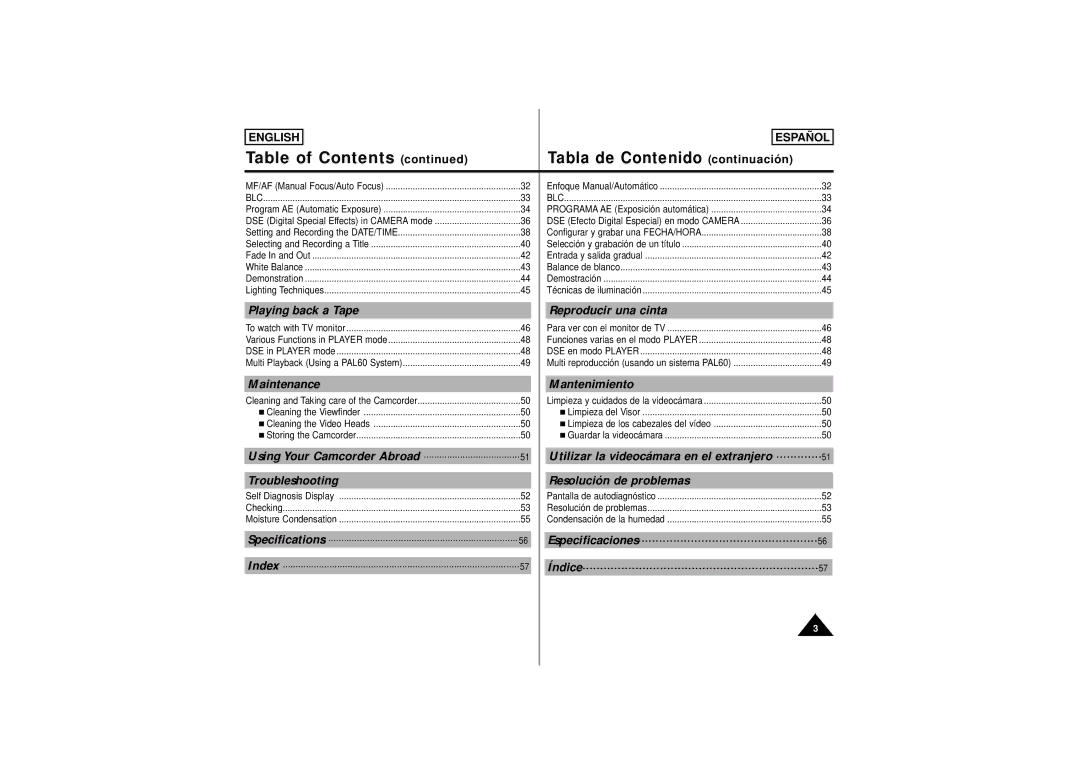 Samsung SCW62, SCW61 manual Table of Contents 