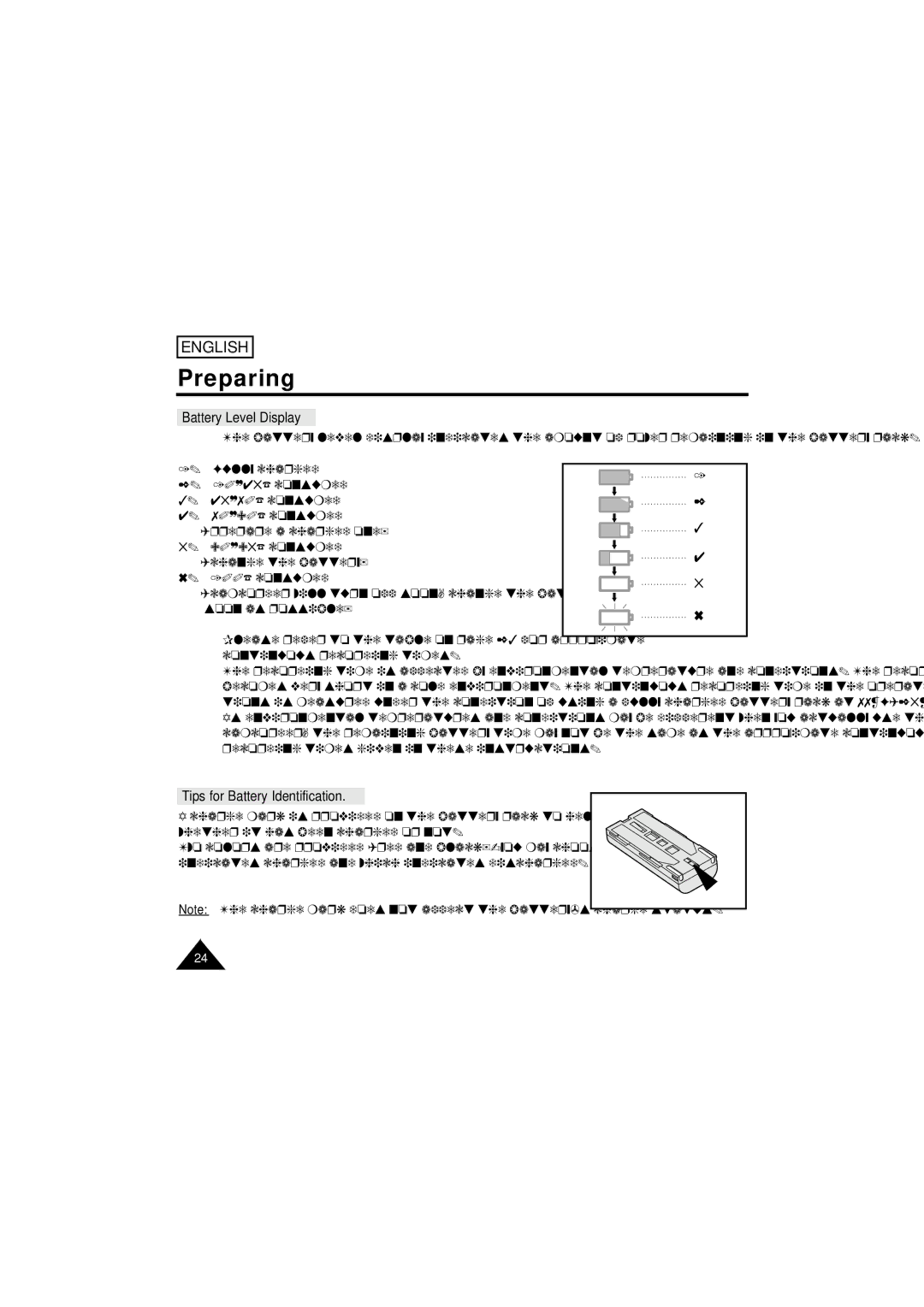 Samsung SCW61/W62 manual Battery Level Display, Tips for Battery Identification 