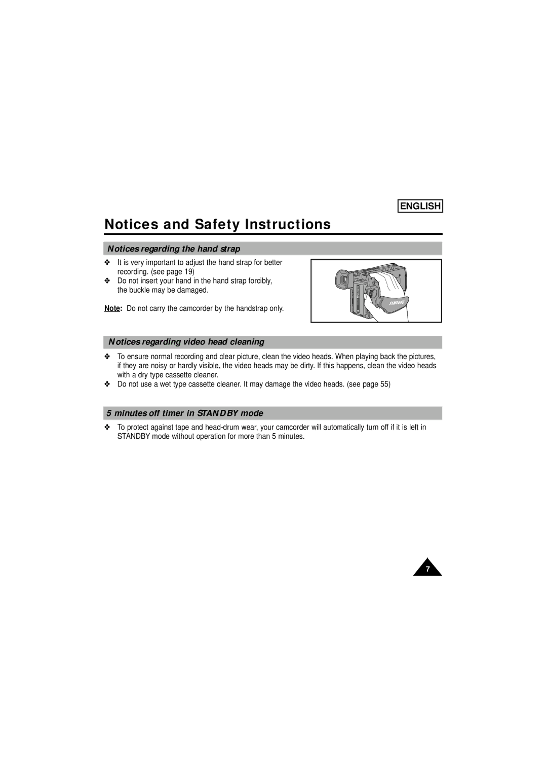 Samsung SCW61/W62 manual Minutes off timer in Standby mode 