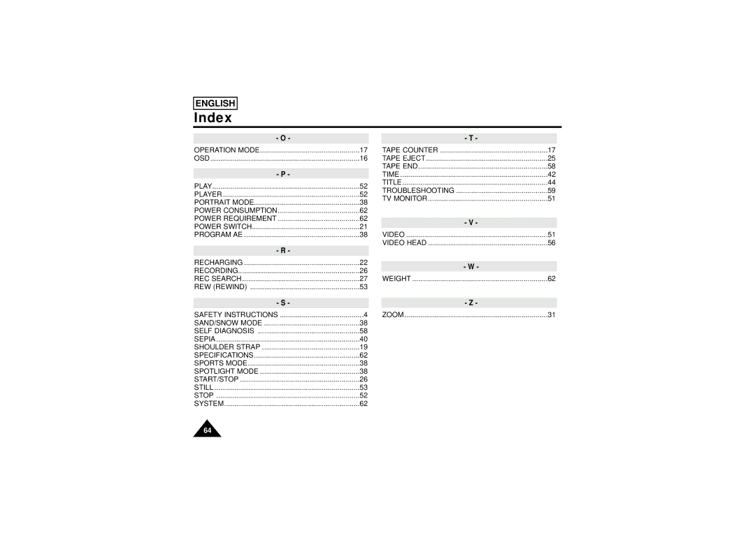 Samsung SCW71/W73 manual Weight 