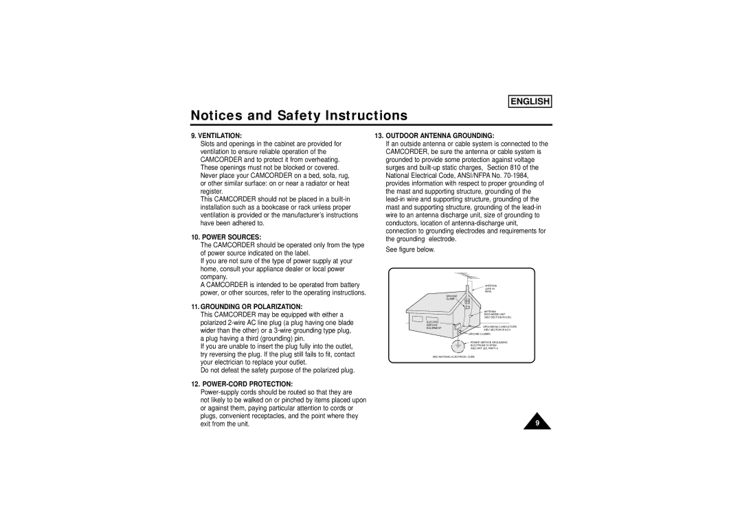 Samsung SCW71/W73 Ventilation, Power Sources, Outdoor Antenna Grounding, Grounding or Polarization, POWER-CORD Protection 