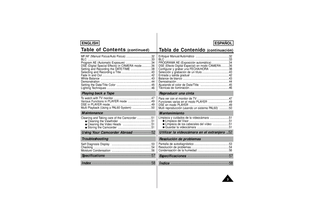 Samsung SCW71/W73 manual Table of Contents 