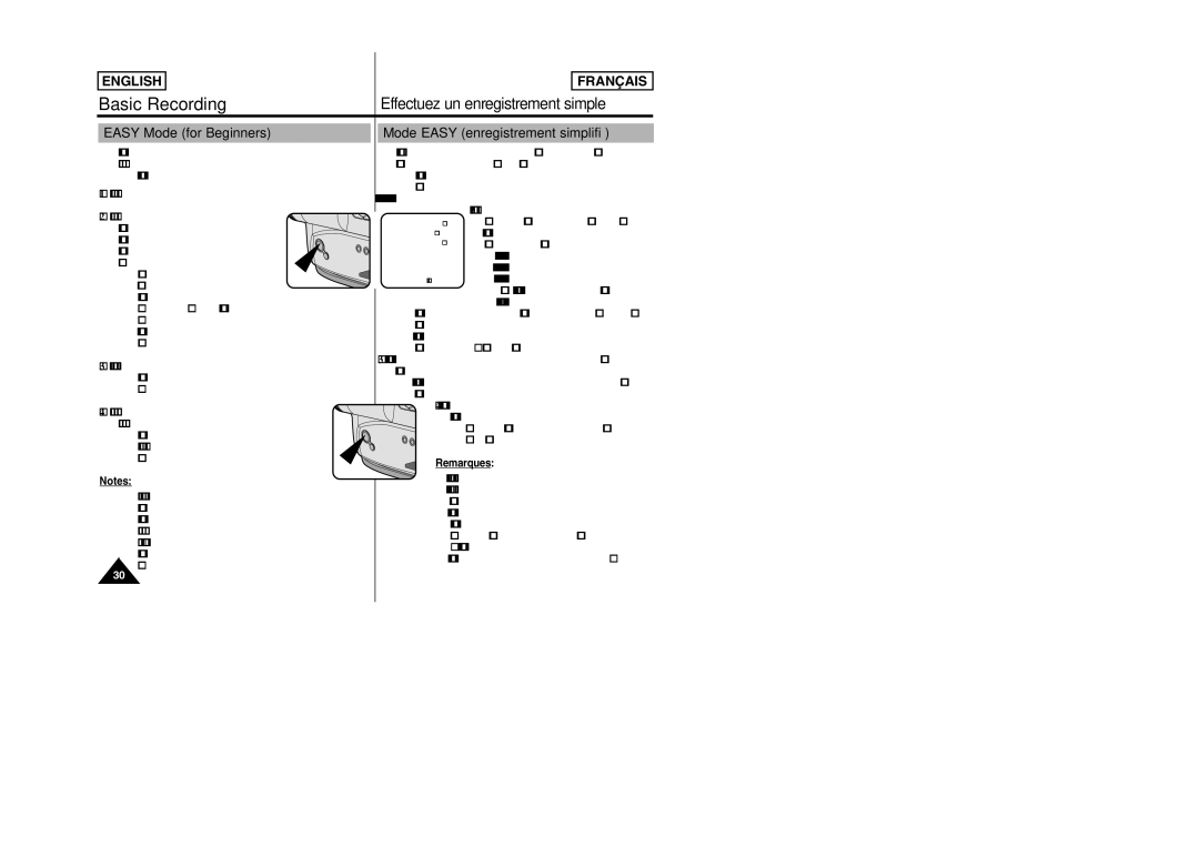Samsung SCW97 manual Easy Mode for Beginners Mode Easy enregistrement simplifié, Compteur, la date, lheure et 