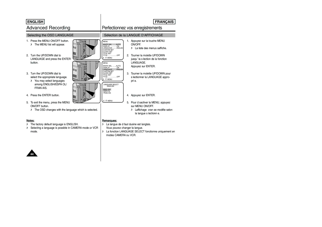 Samsung SCW97 manual Remarques 