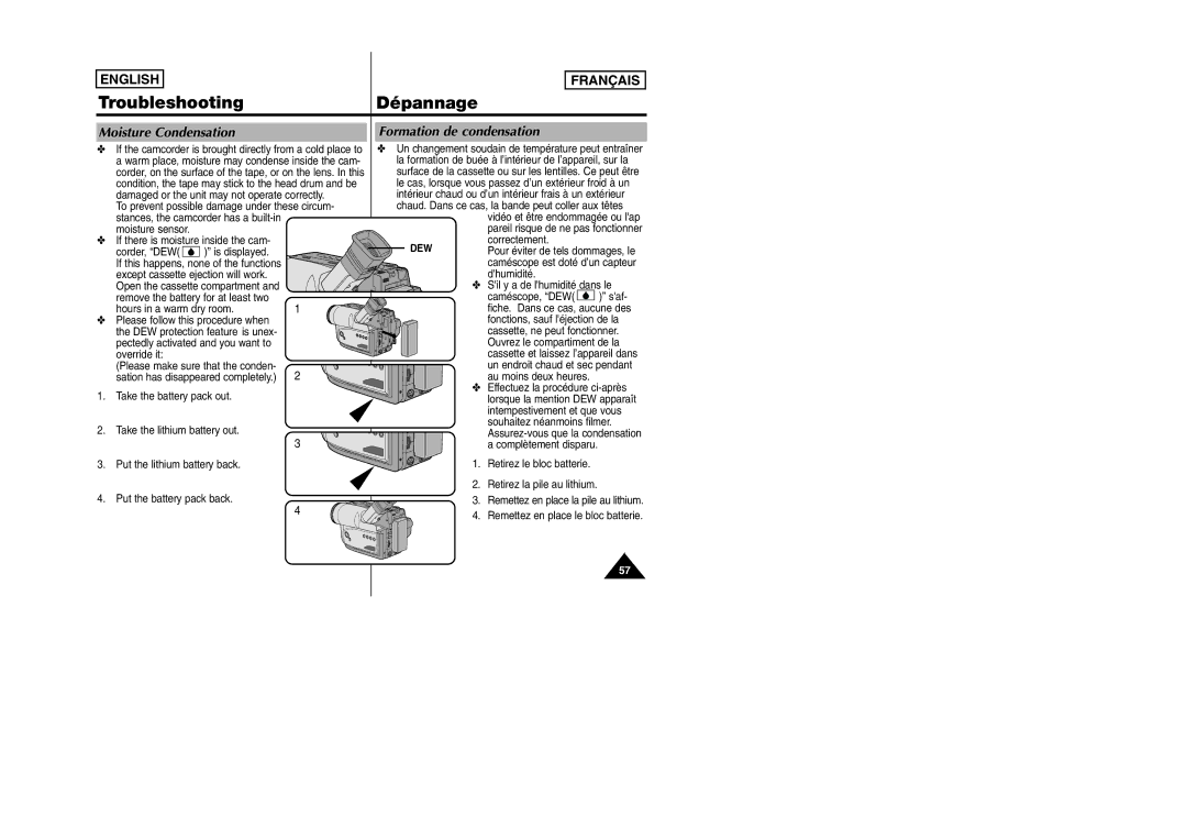 Samsung SCW97 manual Moisture Condensation 