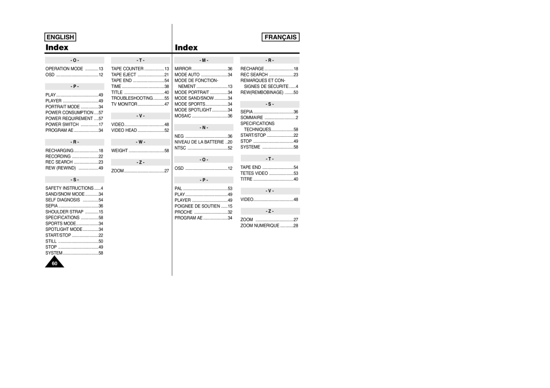 Samsung SCW97 manual Video 