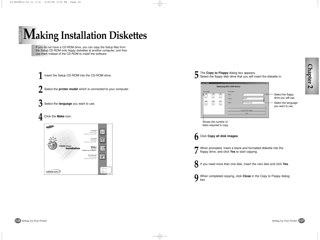 Samsung SCX-1000 Series manual Use them instead of the CD-ROM to install the software, Click Copy all disk images 