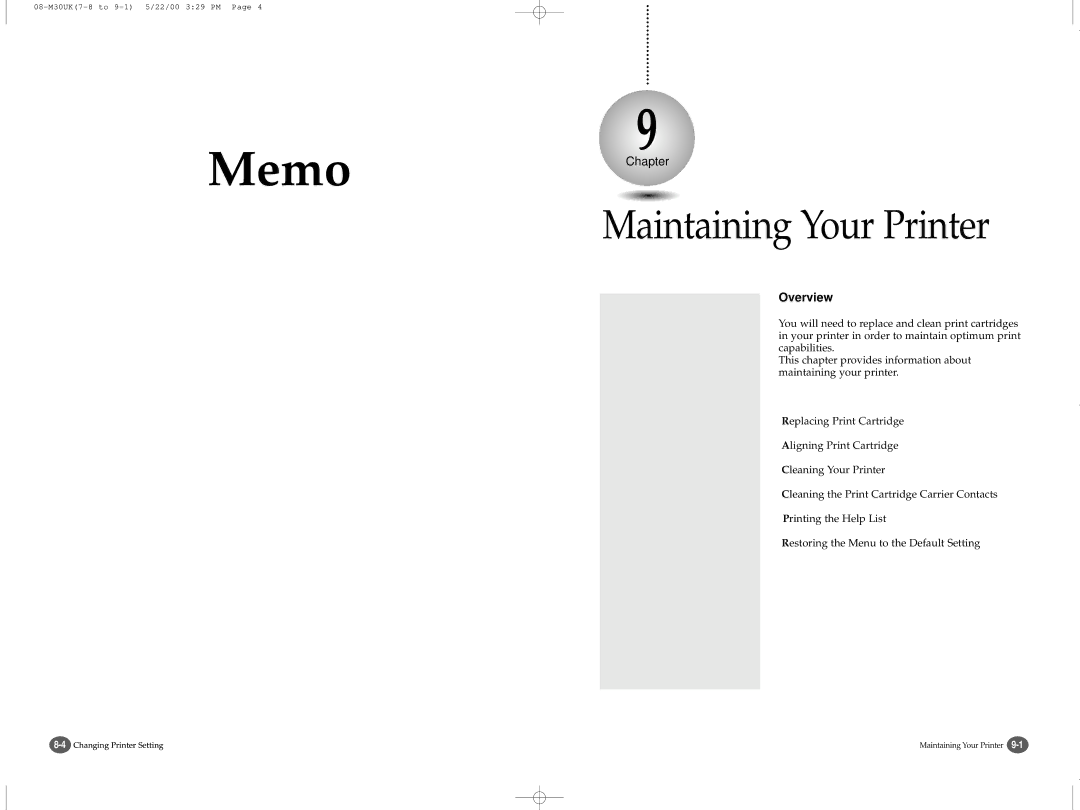 Samsung SCX-1000 Series manual Maintaining Your Printer 