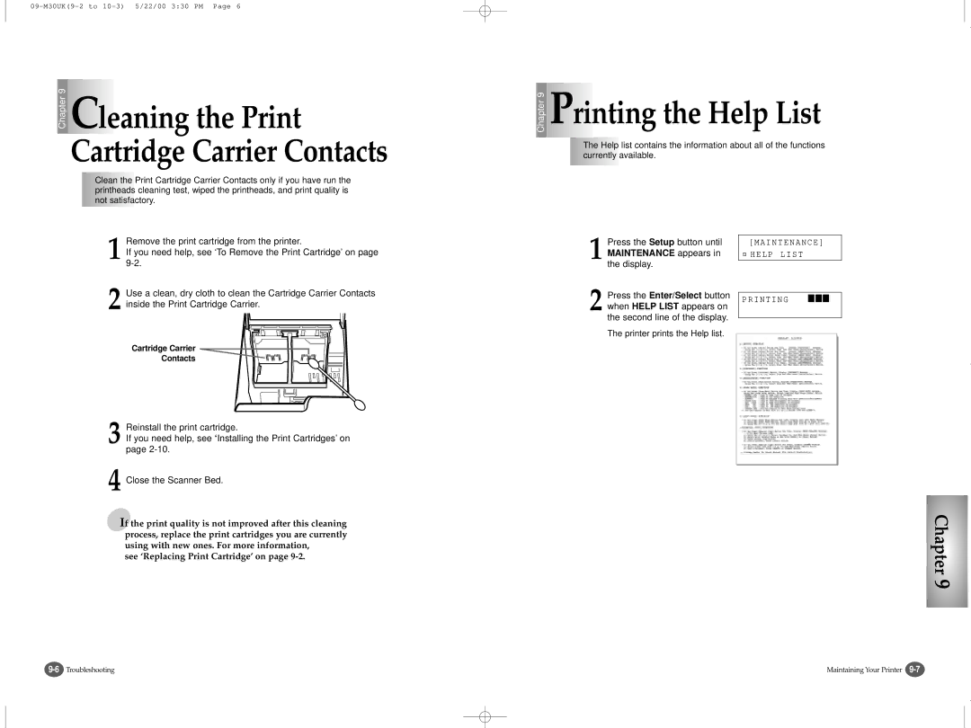 Samsung SCX-1000 Series manual Not satisfactory, Remove the print cartridge from the printer, Printer prints the Help list 